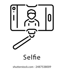 Un icono de un selfie diseñado en estilo de línea 