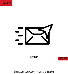 Icon send mail or message. Outline, line or linear vector icon symbol sign collection for mobile concept and web apps design.