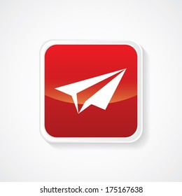 Icon of Send on Red Glossy Button. Eps-10