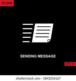 Icon Sending Message mit Transport Illustration. Flaches, glyph oder gefülltes Vektorsymbol Symbol Zeichensammlung für mobiles Konzept und Web-Apps Design.