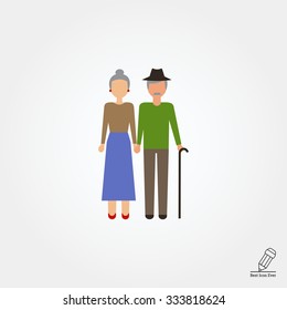 Icon of senior woman and man