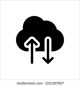 Icon Server Glyph, Cloud Computing, Flat Icon Logo Illustration Vector Isolated. Suitable for Web Design, Logo, App. 