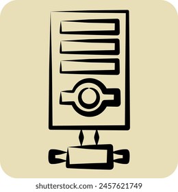 Icon Server. bezieht sich auf Sicherheitssymbol. Handgezeichneter Stil. Einfache Design-Illustration