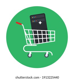 
Icon of server shopping in modern flat rounded style 