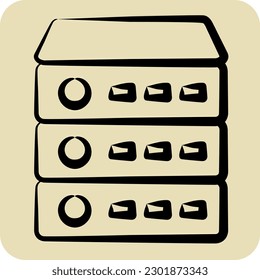 Icon Server. suitable for Computer Components symbol. hand drawn style. simple design editable. design template
