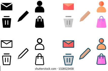 Icon Set 1 with Line Style, Solid Style, Flat Style and Filled Line Style.