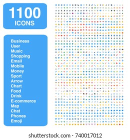 Icon set of 1100 icons - Mixed categories