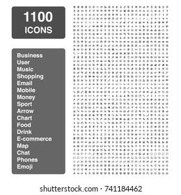 Icon set of 1100 icons - Mixed categories