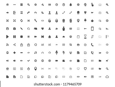 Icon. Set of 150 common web and mobile icons. Flat vector.