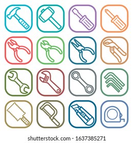Icon set of 16 kinds of tools