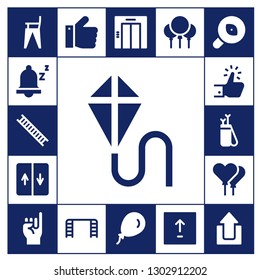  up icon set. 17 filled up icons.  Simple modern icons about  - Feeding chair, Snooze, Ladder, Kite, Elevator, Like, Arrow, Balloons, Promise, Thumbs up, Balloon, Upload, Research
