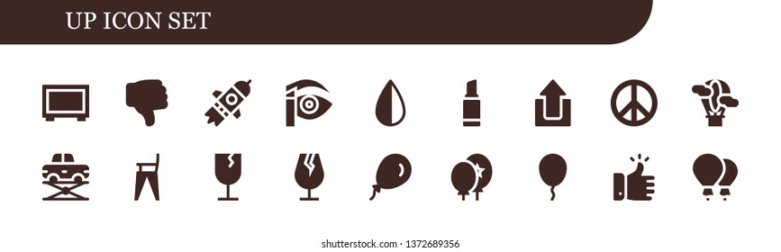 up icon set. 18 filled up icons. 