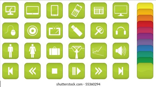 An icon set with 24 different icons and 12 colors available on the side.