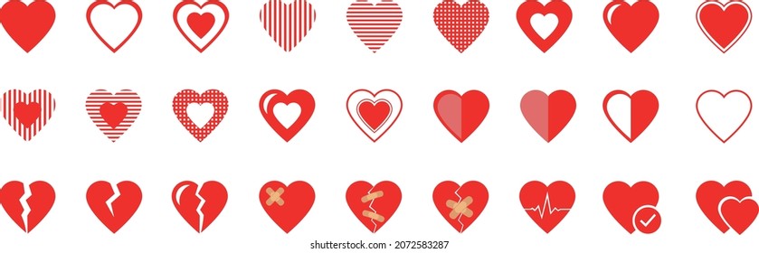 Icon set - 27 heart shaped symbols