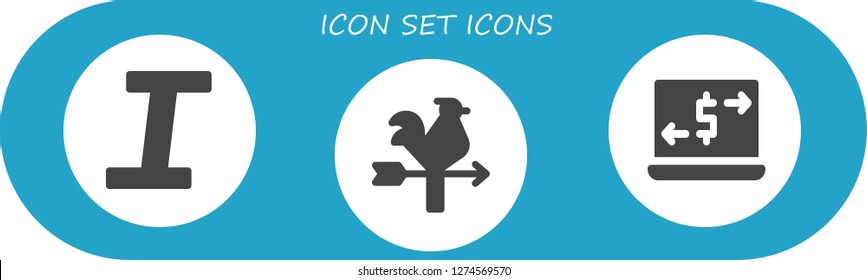  icon set icon set. 3 filled icon set icons. Simple modern icons about  - Italic, Vane, Money transfer