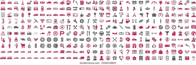 Icon set 300 related to auto service and garage