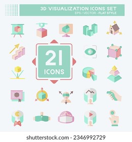 Icon Set 3D Visualization. related to 3D Visualization symbol. flat style. simple design editable. simple illustration