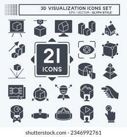 Icon Set 3D Visualization. related to 3D Visualization symbol. glyph style. simple design editable. simple illustration