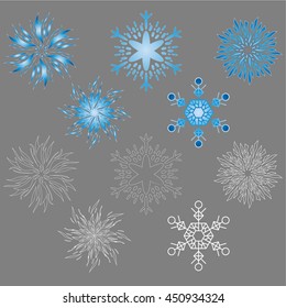 icon set of 5 different snowflakes you can make them flowers