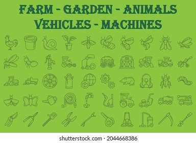 Icon Set with 50 Outline Icons