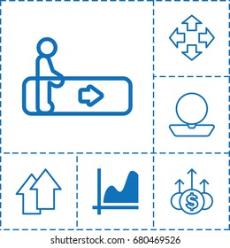 Up icon. set of 6 up filled and outline icons such as escalator, powder, graph