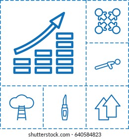 Up icon. set of 6 up outline icons such as lipstick, ladder to the sky, money growth