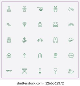 icon set about adventure with  globe, compass and pirate bottle