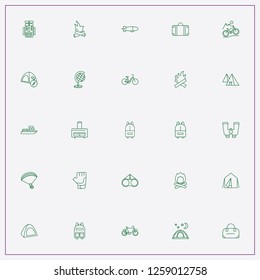 icon set about adventure with keywords backpack, bicycle and bicycle glove