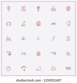 icon set about adventure with keywords boot, air ballon and flag on the moon