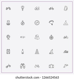 icon set about adventure with keywords dolphin, bicycle and air balloon