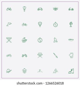 icon set about adventure with keywords cowboy, sailing ship and bike