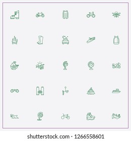 icon set about adventure with keywords bicycle, yacht and travel