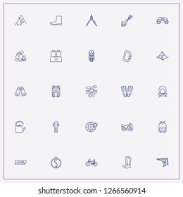 icon set about adventure with keywords bicycle, binocular and backpack