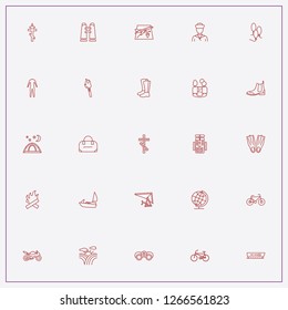icon set about adventure with keywords torch, flight destination and globe