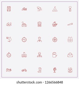 icon set about adventure with keywords boots, landscape and lake