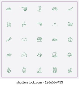 icon set about adventure with keywords bonfire, springboard and flag on the moon