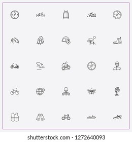 icon set about adventure with keywords flippers, mountain descent and snowmobile