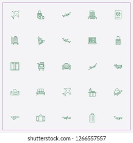 icon set about airport with keywords airport seats, passport and baggage sstroller