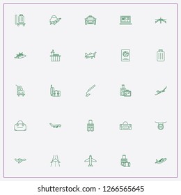 icon set about airport with keywords baggage sstroller, metal detector and airport building