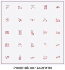 icon set about airport with keywords baggage, baggage carrier and automatic doors