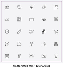 icon set about art , glue, color pencil and picture on wall