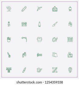 icon set about art with keywords cactus, piano keys and papers