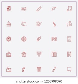 icon set about art with keywords harp, glue and circus tent