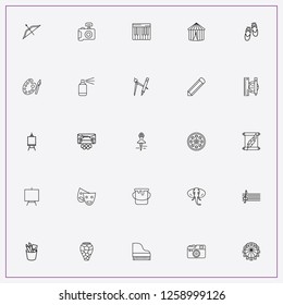 icon set about art with keywords camera film roll, piano keys and piano