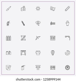 icon set about art with keywords piano keys, pencil and ferris wheel