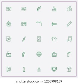 icon set about art with keywords wall picture, brush and feather with paper