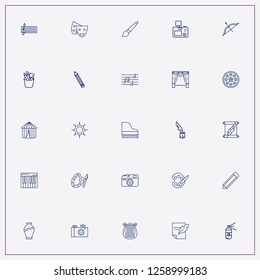 icon set about art with keywords photo camera, music note and paint brush