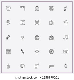 icon set about art with keywords ferris wheel, music note and theatrical binocular
