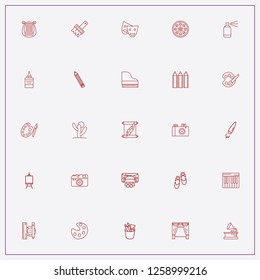 icon set about art with keywords camera film roll, palette and brush
