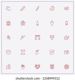 icon set about art with keywords papers, brushes and color pencil